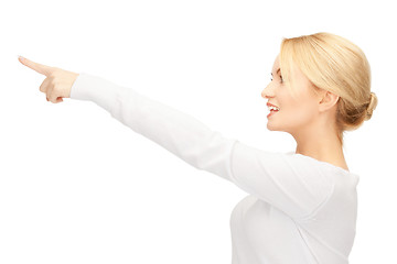 Image showing  businesswoman pointing her finger