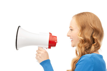 Image showing woman with megaphone