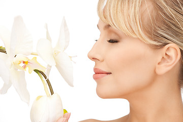 Image showing beautiful woman with orchid flower 