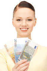 Image showing  lovely woman with euro cash money	 