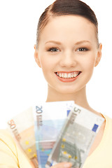 Image showing  lovely woman with euro cash money	 