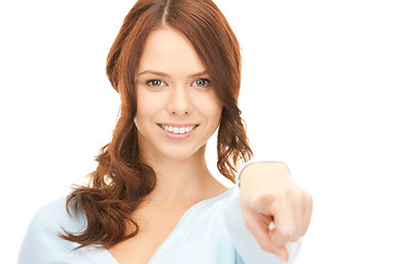 Image showing businesswoman pointing her finger