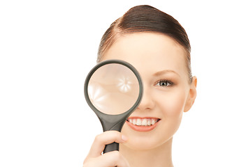 Image showing  woman with magnifying glass	 