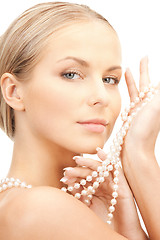 Image showing beautiful woman with pearl beads