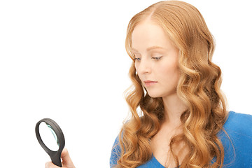 Image showing woman with magnifying glass 