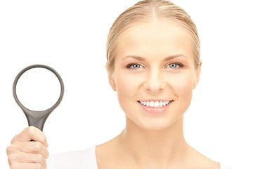 Image showing woman with magnifying glass