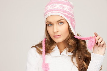 Image showing beautiful woman in winter hat