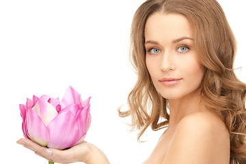 Image showing beautiful woman with lotus flower