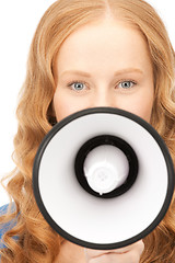 Image showing woman with megaphone