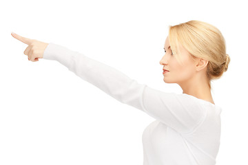 Image showing  businesswoman pointing her finger