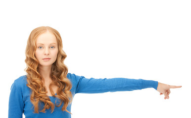 Image showing businesswoman pointing her finger