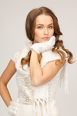 Image showing beautiful woman in white gloves