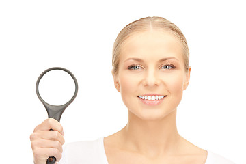 Image showing woman with magnifying glass