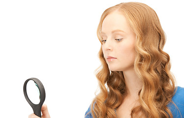 Image showing woman with magnifying glass 