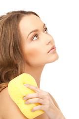 Image showing beautiful woman with sponge