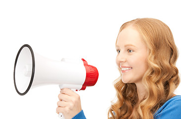 Image showing woman with megaphone