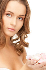 Image showing beautiful woman with rose petals
