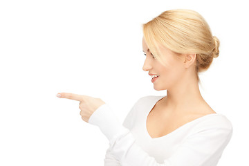 Image showing  businesswoman pointing her finger