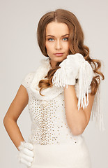 Image showing beautiful woman in white gloves