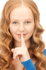 Image showing finger on lips