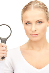 Image showing woman with magnifying glass