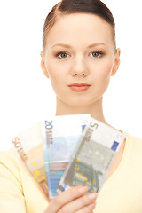 Image showing  lovely woman with euro cash money	 