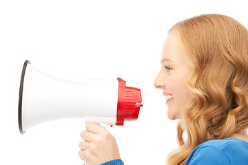 Image showing woman with megaphone