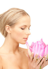 Image showing beautiful woman with lotus flower