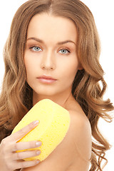 Image showing beautiful woman with sponge