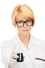 Image showing lab worker holding up test tube