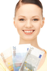 Image showing  lovely woman with euro cash money	 