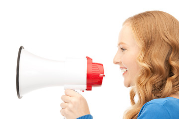 Image showing woman with megaphone