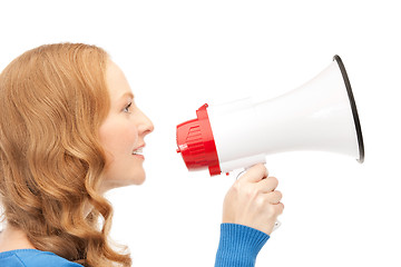 Image showing woman with megaphone