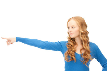 Image showing businesswoman pointing her finger