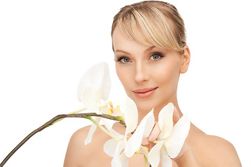 Image showing beautiful woman with orchid flower 