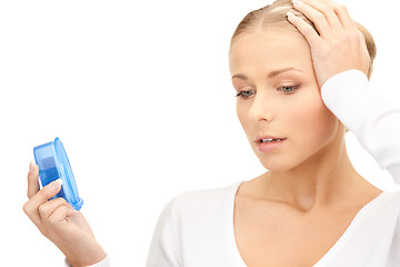 Image showing woman holding alarm clock