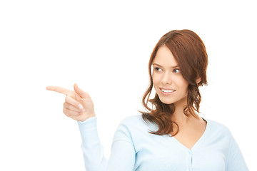 Image showing businesswoman pointing her finger