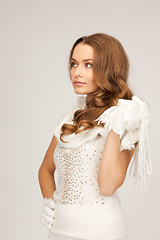 Image showing beautiful woman in white gloves