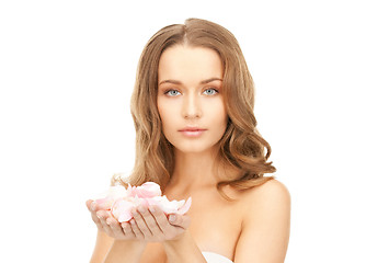 Image showing beautiful woman with rose petals