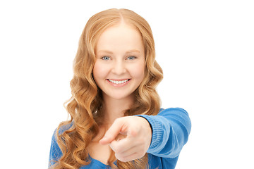 Image showing businesswoman pointing her finger