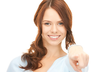 Image showing businesswoman pointing her finger