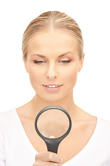 Image showing woman with magnifying glass