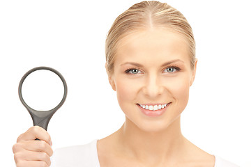 Image showing woman with magnifying glass