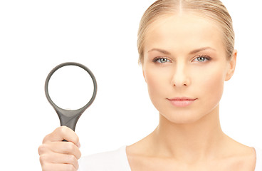 Image showing woman with magnifying glass