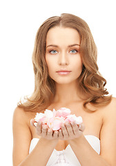 Image showing beautiful woman with rose petals