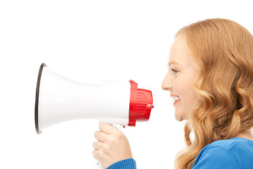 Image showing woman with megaphone