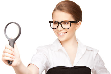 Image showing woman with magnifying glass