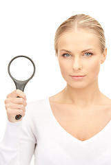 Image showing woman with magnifying glass