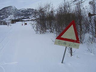 Image showing Winter closed road