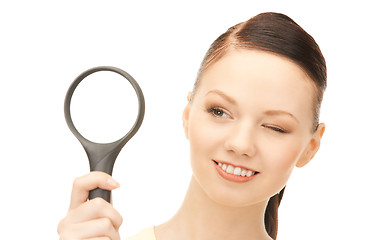 Image showing  woman with magnifying glass	 